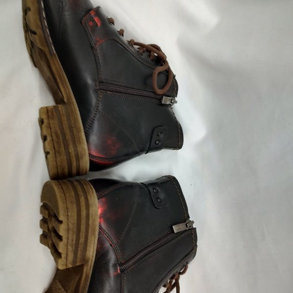 V Italia Red/Black Metallic combat boots 37 (6 us) - Picture 5 of 7
